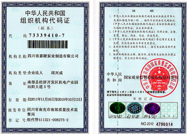 组织机构代码证 副本